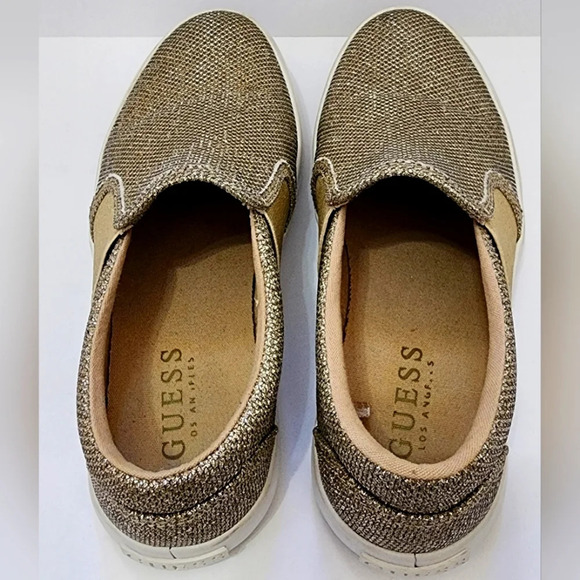 Guess Girls Gold Glitter Slip-On Shoes Girlhoodcore Comfy Soft Sneakers, sz 5.5 - Picture 7 of 15